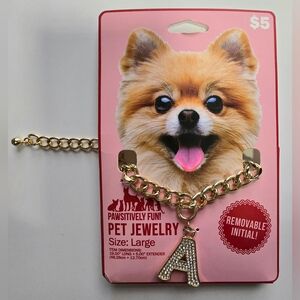 Pet jewelry with diamond initial letter A